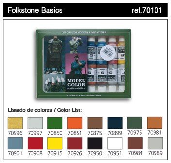 Vallejo FOLKSTONE BASICS (jeu de 16 couleurs) (70101)
