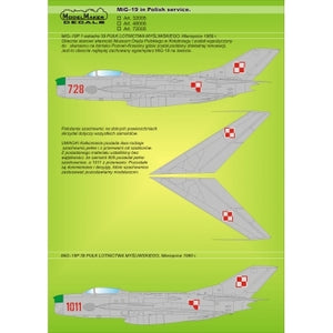 Décalcomanies ModelMaker D48005 MiG-19 en service polonais 1/48 – immagine 2