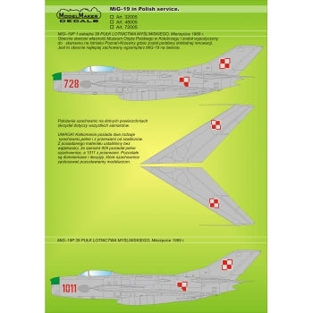Décalcomanies ModelMaker D48005 MiG-19 en service polonais 1/48 – immagine 2