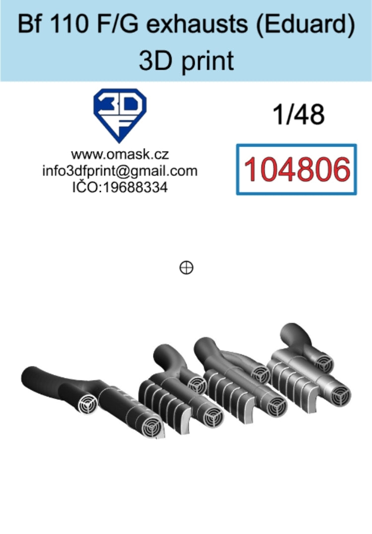 Omask 104806 Échappement Bf 110 F/G (pour Eduard) Impression 3D 1/48