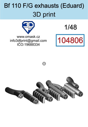 Omask 104806 Échappement Bf 110 F/G (pour Eduard) Impression 3D 1/48