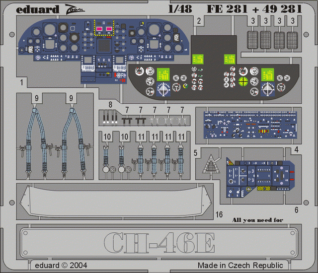 Intérieur du CH-46E Eduard FE281 ACADEMY, MRC 1/48
