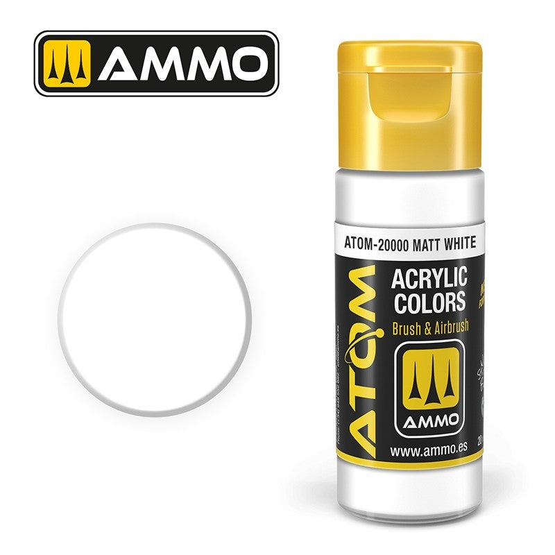 AMMO de Mig Jimenez 20000 ATOM COLOR Blanc Mat 20ml
