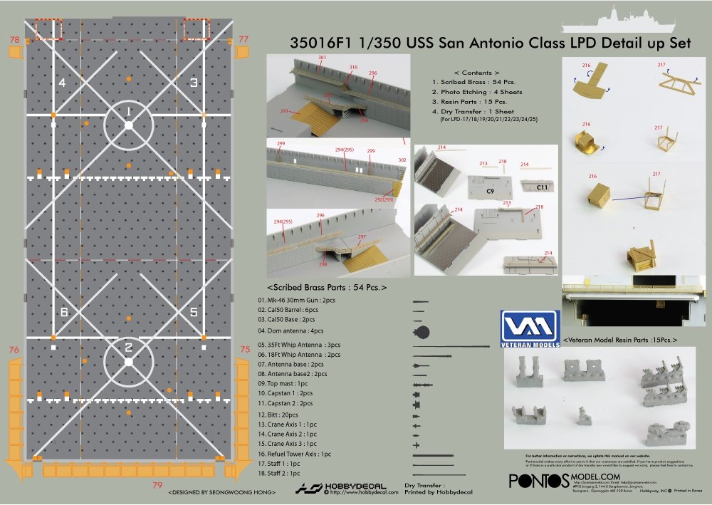 Pontos 35016F1 Ensemble de détails pour LPD de classe USS San Antonio (1/350) – imagen 6