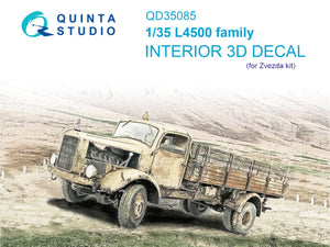 Intérieur imprimé en 3D et coloré sur papier décalcomanie (Zvezda) pour la famille L4500 de Quinta Studio QD35085, à l&amp;#39;échelle 1/35.