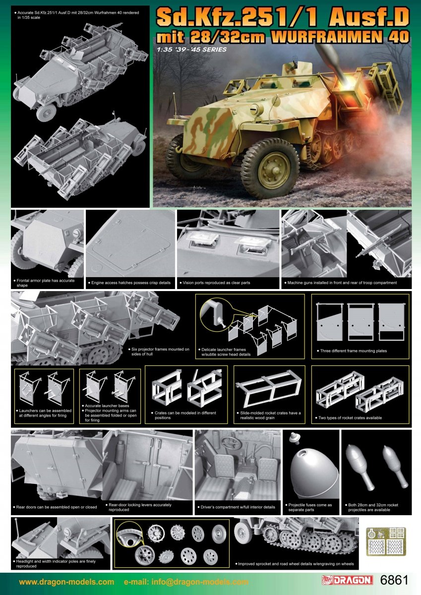 Dragon 6861 Sd.Kfz.251/1 Ausf.D mit 28/32cm Wurfrahmen 40 1/35 – zdjęcie 2