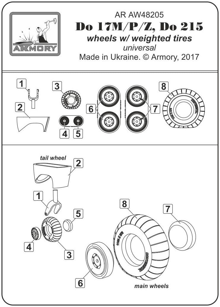 Armory Models AW48205 Dornier Do 17M/P/Z, roues Do 215 avec pneus lestés 1/48 – image 7