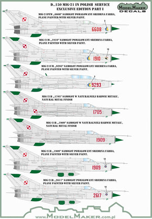 Décalcomanies ModelMaker D48150 MiG-21 en service polonais, édition exclusive, partie I, échelle 1/48 – image 2