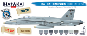 Hataka HTK-BS44 BLUE LINE – Coffret de peintures USAF, USN et USMC (gris modernes) 8 x 17 ml  – image 2