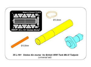 Mortier Aber 35L-161 Stokes de 4 pouces pour char britannique Mk.IV Tadpole de la Première Guerre mondiale (1/35) – Bild 6