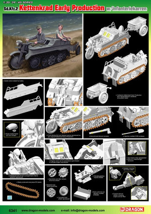 Dragon 6341 Sd.Kfz.2 Kettenkrad Early Production avec Infanteriekarren 1/35 – Bild 4