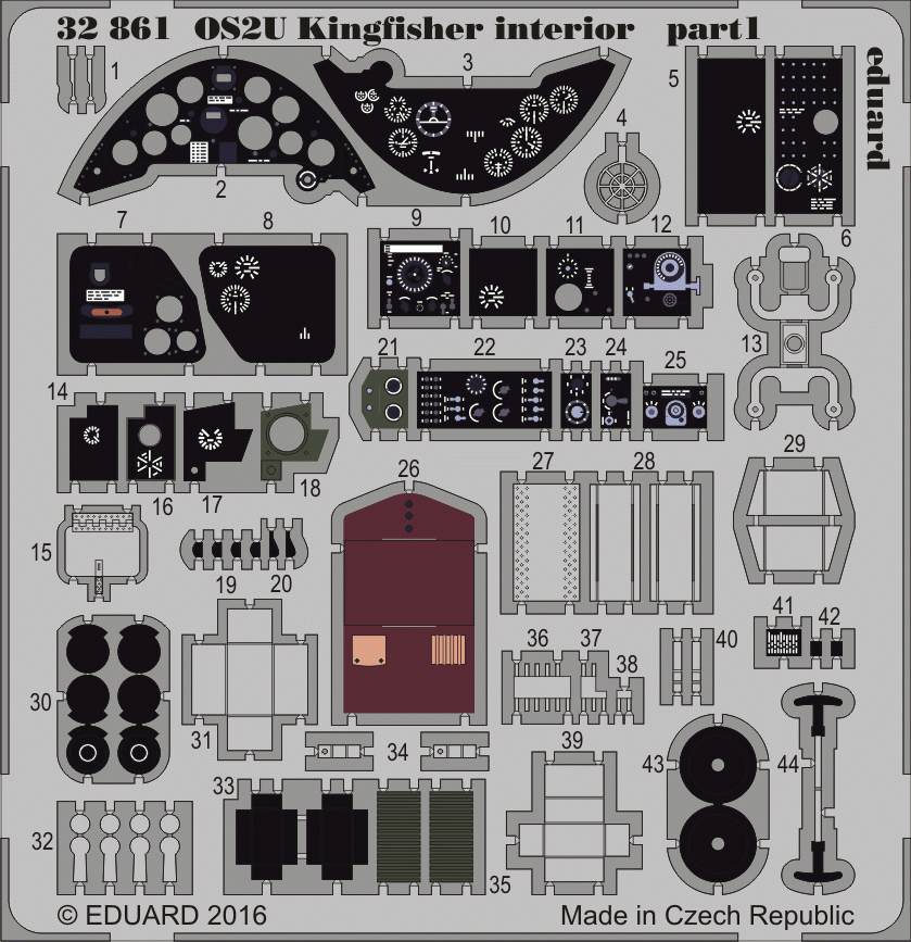 Intérieur du Kingfisher Eduard 32861 OS2U KITTY HAWK 1/32