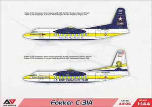 A&amp;A Models 44106 Fokker C-31A (“Golden Knights”parachure team) 1/144