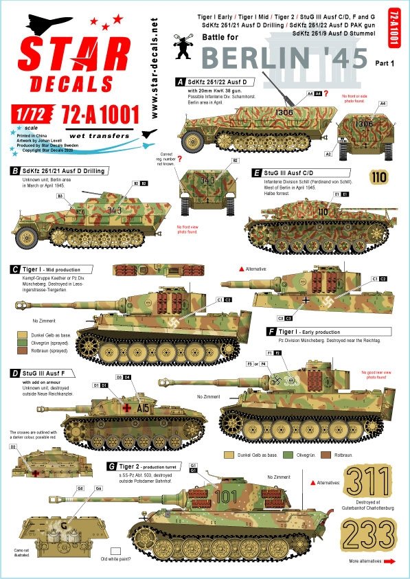 Star Decals 72-A1001 Bataille de Berlin '45 1/72