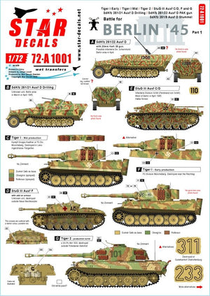 Star Decals 72-A1001 Bataille de Berlin &amp;#39;45 1/72