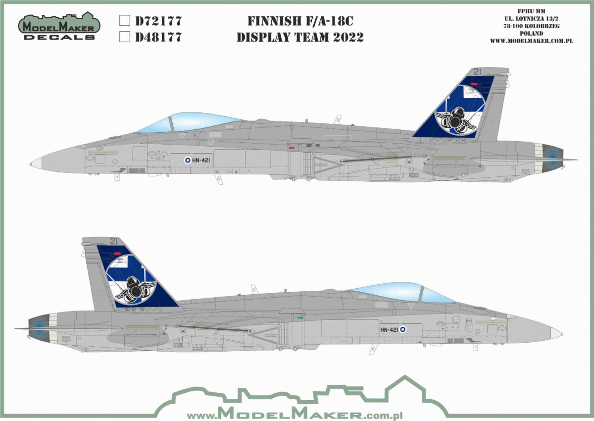Décalcomanies ModelMaker D48177 Équipe de démonstration finlandaise F/A-18C 2022 1/48