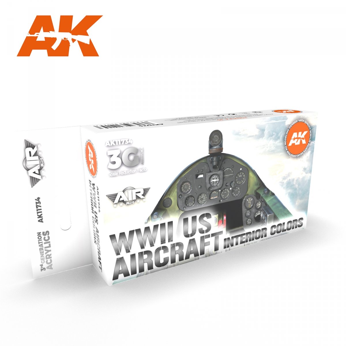 AK Interactive AK11734 Couleurs intérieures d'avions américains de la Seconde Guerre mondiale 6x17 ml