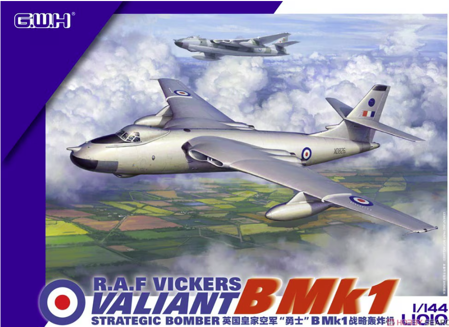 Maquette Great Wall Hobby L1010 RAF Vickers Valiant B Mk1 Bombardier stratégique 1/144