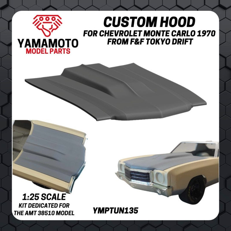 Capot personnalisé Yamamoto YMPTUN135 pour Chevrolet Monte Carlo 1970, tiré de F&amp;F Tokyo Drift au 1/24