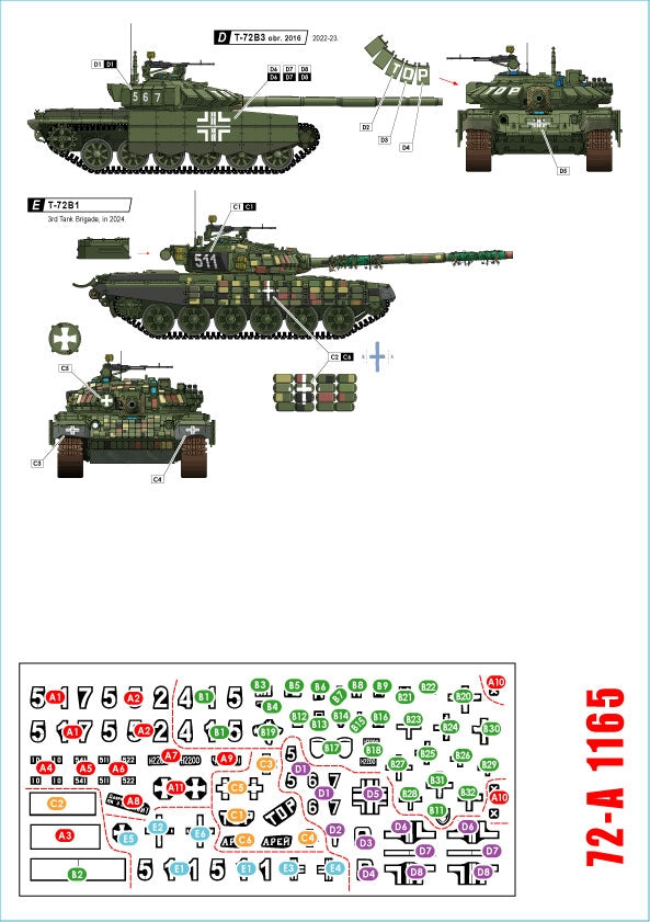 Star Decals 72-A1165 Guerre en Ukraine 22 T-72B1 et T-72B3 ukrainiens 1/72 – Bild 2