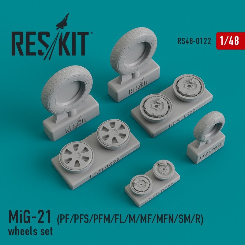 RESKIT RS48-0122 Jeu de roues MiG-21 (PF/PFS/PFM/FL/M/MF/MFN/SM/R) 1/48
