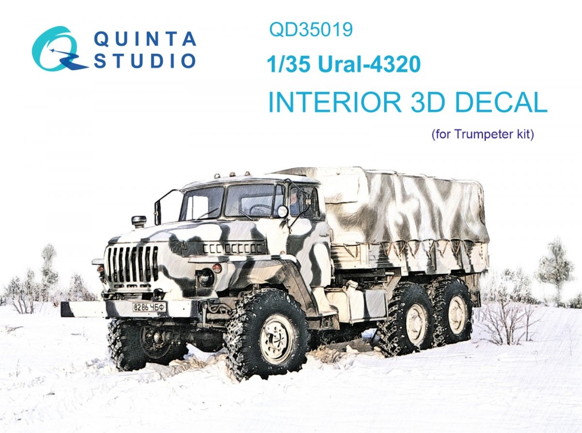 Quinta Studio QD35019 Ural-4320 3D-Printed &amp;amp; coloured Interior on decal paper ( Trumpeter ) 1/35