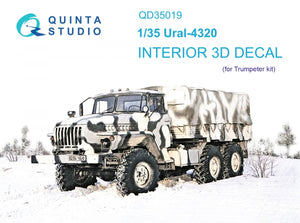Quinta Studio QD35019 Ural-4320 3D-Printed &amp;amp; coloured Interior on decal paper ( Trumpeter ) 1/35