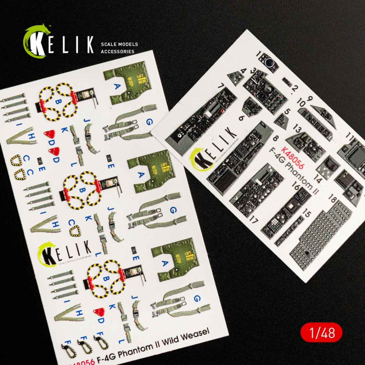 Décalcomanies 3D intérieures KELIK K48056 pour maquette MENG au 1/48