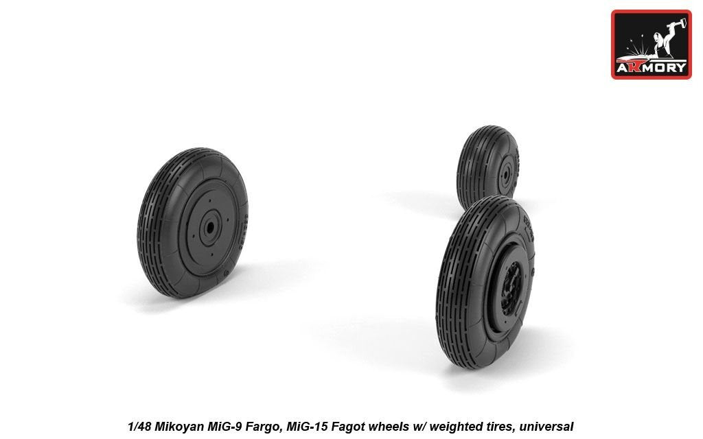 Armory Models AW48032 Roues Mikoyan MiG-9 Fargo / MiG-15 Fagot (première version) avec pneus lestés 1/48 – imagen 4