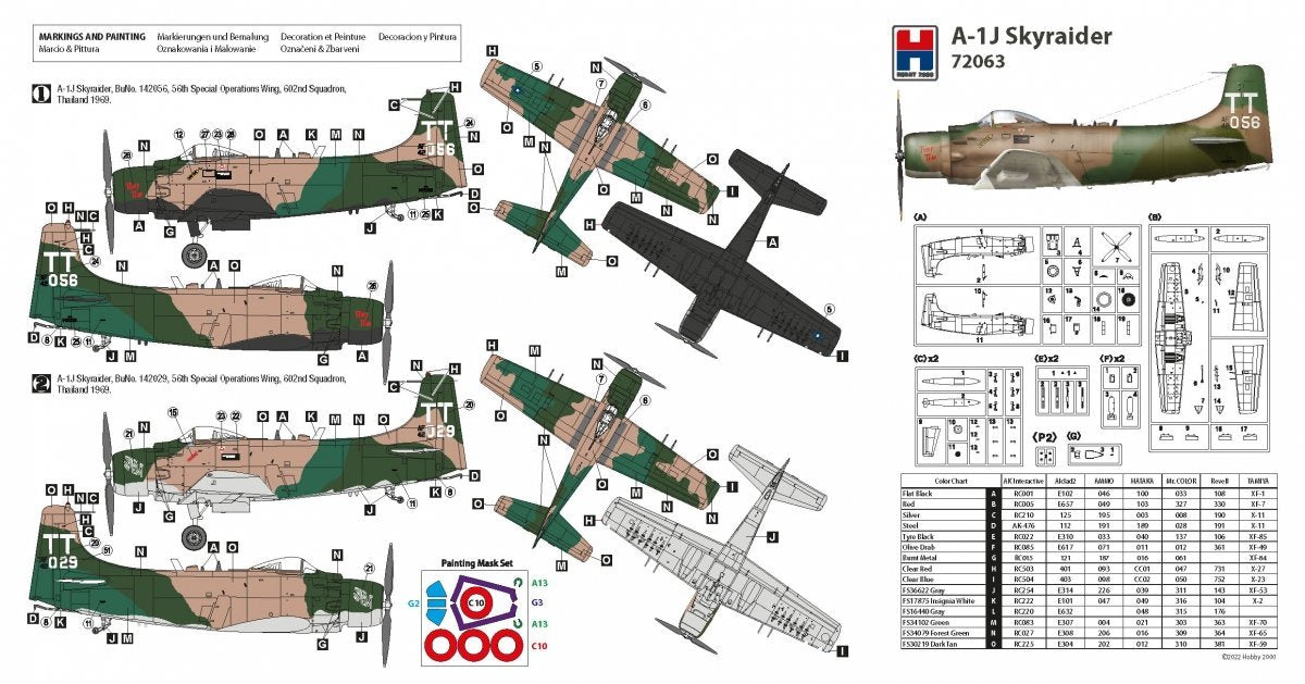 Hobby 2000 72063 A-1J Skyraider (HASEGAWA + CARTOGRAPHIE + MASQUES) 1/72 – Bild 2