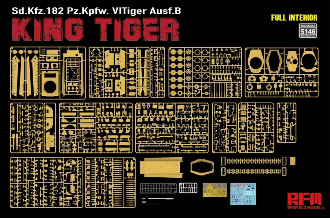 Rye Field modèle 5146 Pz.Kpfw.VI Ausf.B King Tiger Henschel tourelle Sd.Kfz. 182 avec intérieur complet 1/35  – image 2