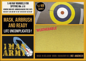 Cocardes RAF 1 Man Army 48GEN520 pour Spitfire Mk I/II 1/48