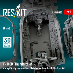 RESKIT RSU48-0350 Modification préliminaire du cockpit du F-105D « Thunderchief » (Édition détaillée) pour maquette HobbyBoss (Impression 3D) 1/48 – Bild 3