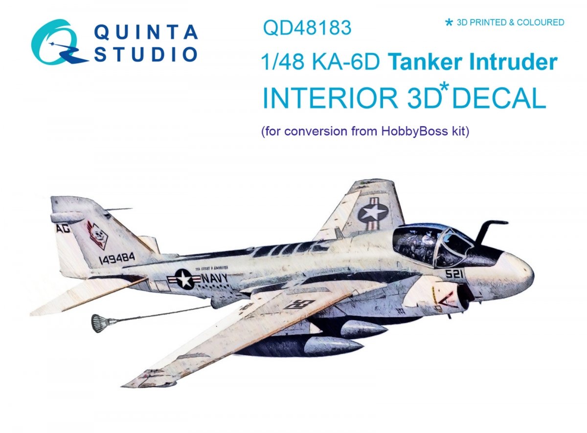 Intérieur imprimé en 3D et coloré sur papier décalcomanie pour le KA-6D Intruder (référence Quinta Studio QD48183), à partir d'un kit HobbyBoss, échelle 1/48.