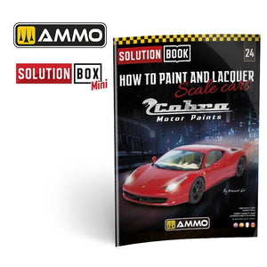 AMMO de Mig Jimenez 6604 SOLUTION BOOK 24 – Comment peindre et laquer des voitures miniatures (Livre multilingue)
