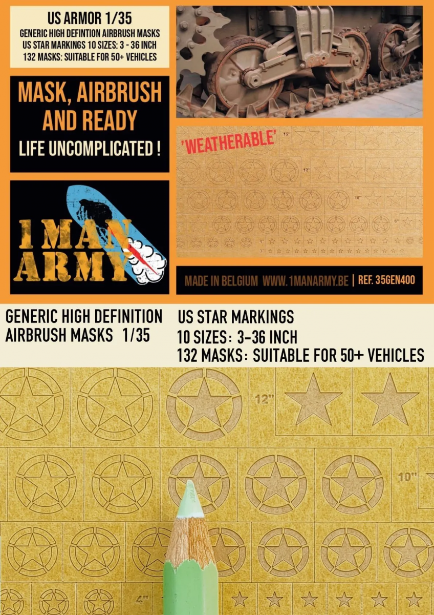 1 Man Army 35GEN400 Marquages ​​d&amp;#39;étoiles américaines 1/35
