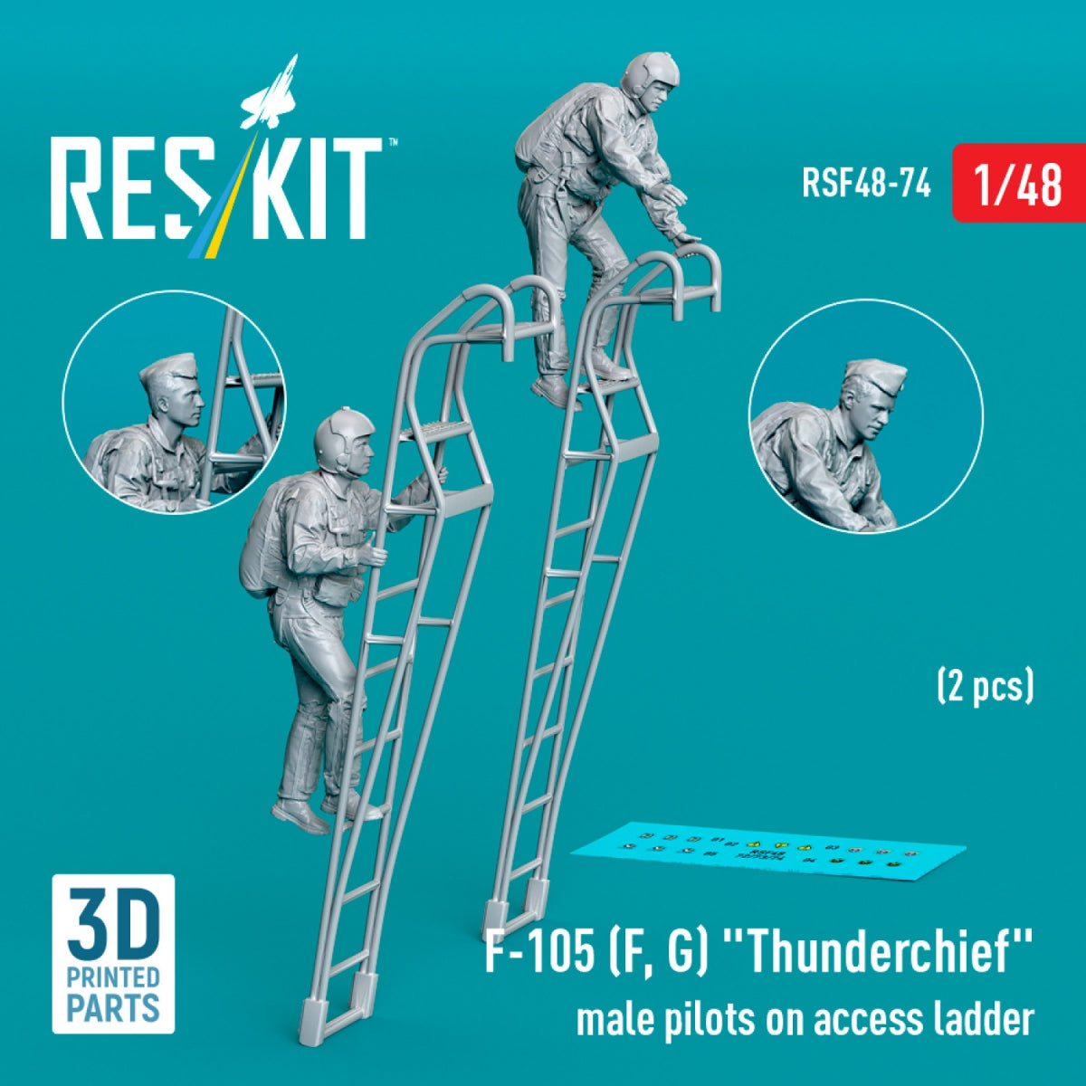 RESKIT RSF48-0074 F-105 (F, G) « Thunderchief » Pilotes masculins sur échelle d'accès (2 pièces) (Impression 3D) 1/48