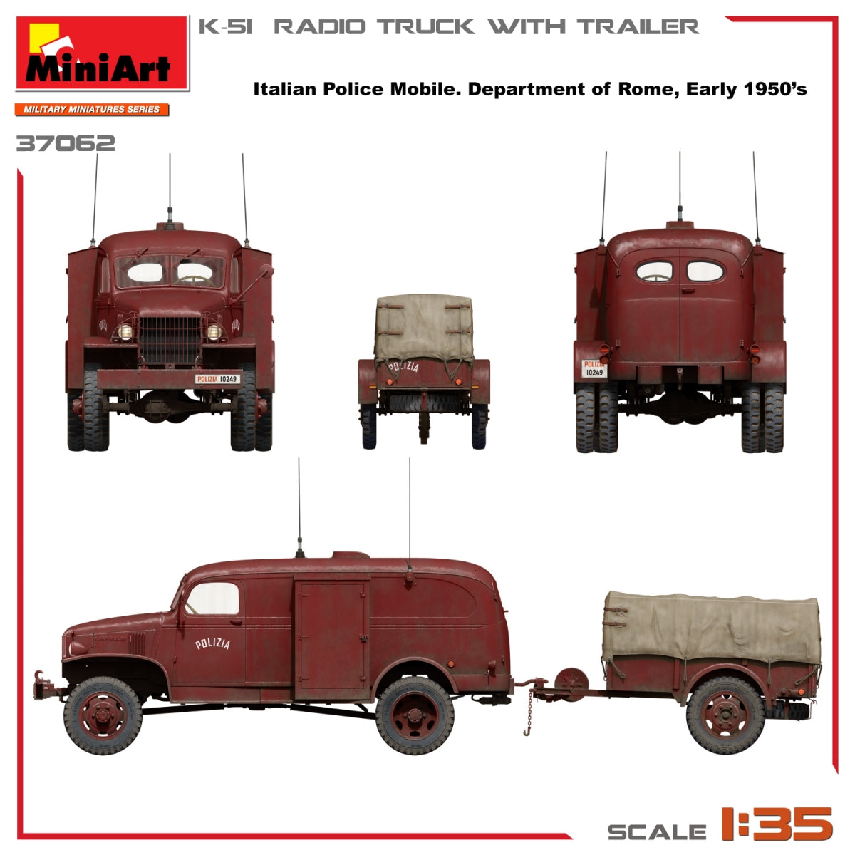 Miniart 37062 K-51 CAMION RADIO AVEC REMORQUE 1/35 – image 5