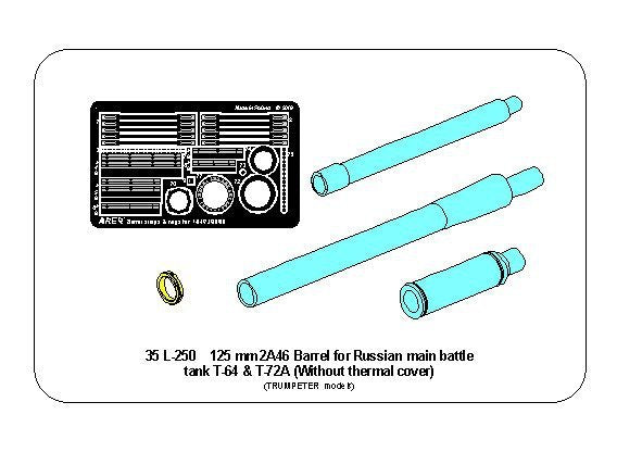 Canon Aber 35L-250 125 mm 2A46 pour chars russes T-64 et T-72A (pour Trumpeter) 1/35 – imagen 5