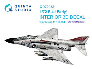 Intérieur imprimé en 3D et coloré sur papier décalcomanie Quinta Studio QD72082 F-4J Early (Fine Molds) à l&amp;#39;échelle 1/72