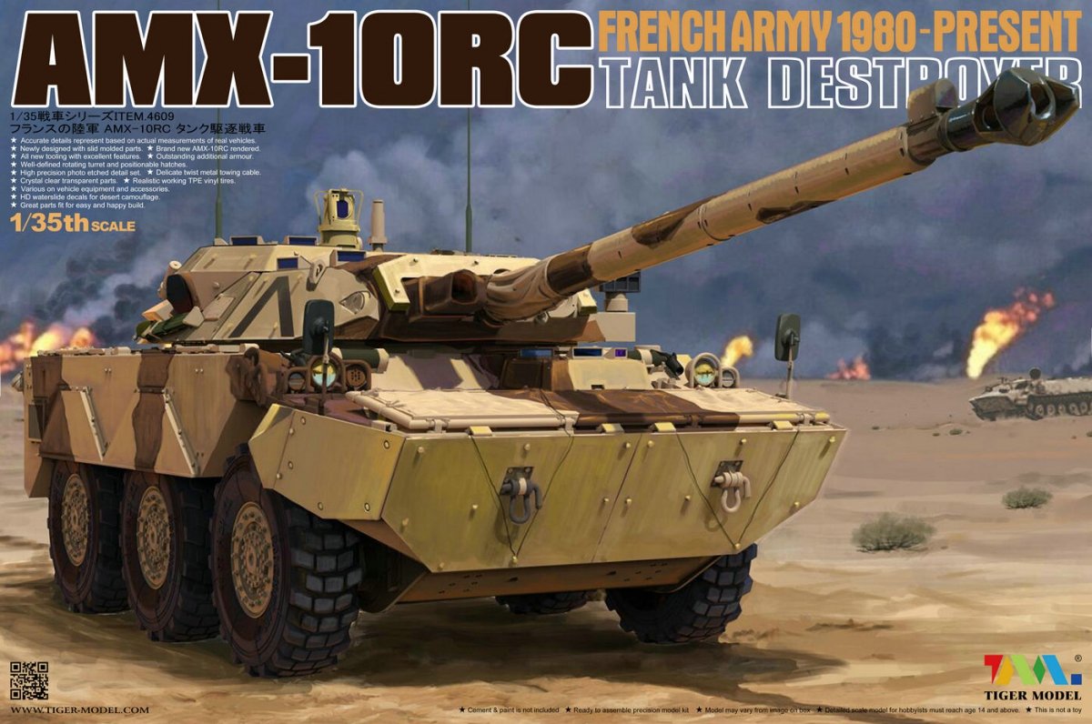 Maquette Tiger 4609 AMX-10RC de l'armée française, guerre du Golfe 1991, échelle 1/35
