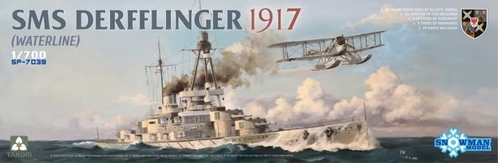 Takom 7039 SMS Derfflinger 1917 (Ligne de flottaison avec FF-33E imprimé en 3D) 1/700