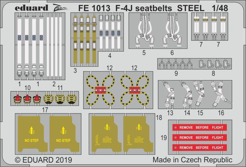 Ceintures de sécurité Eduard FE1013 F-4J STEEL ACADEMY 1/48