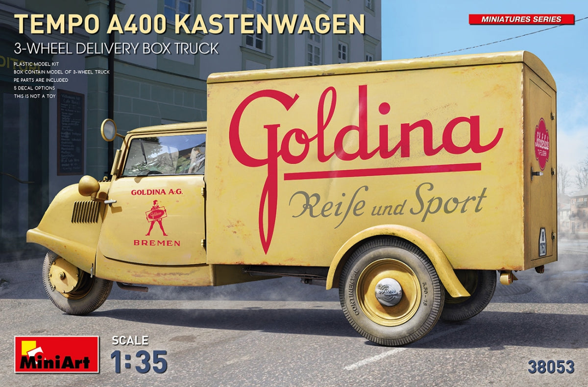 MiniArt 38053 TEMPO A400 KASTENWAGEN CAMION CAISSE DE LIVRAISON À 3 ROUES 1/35 