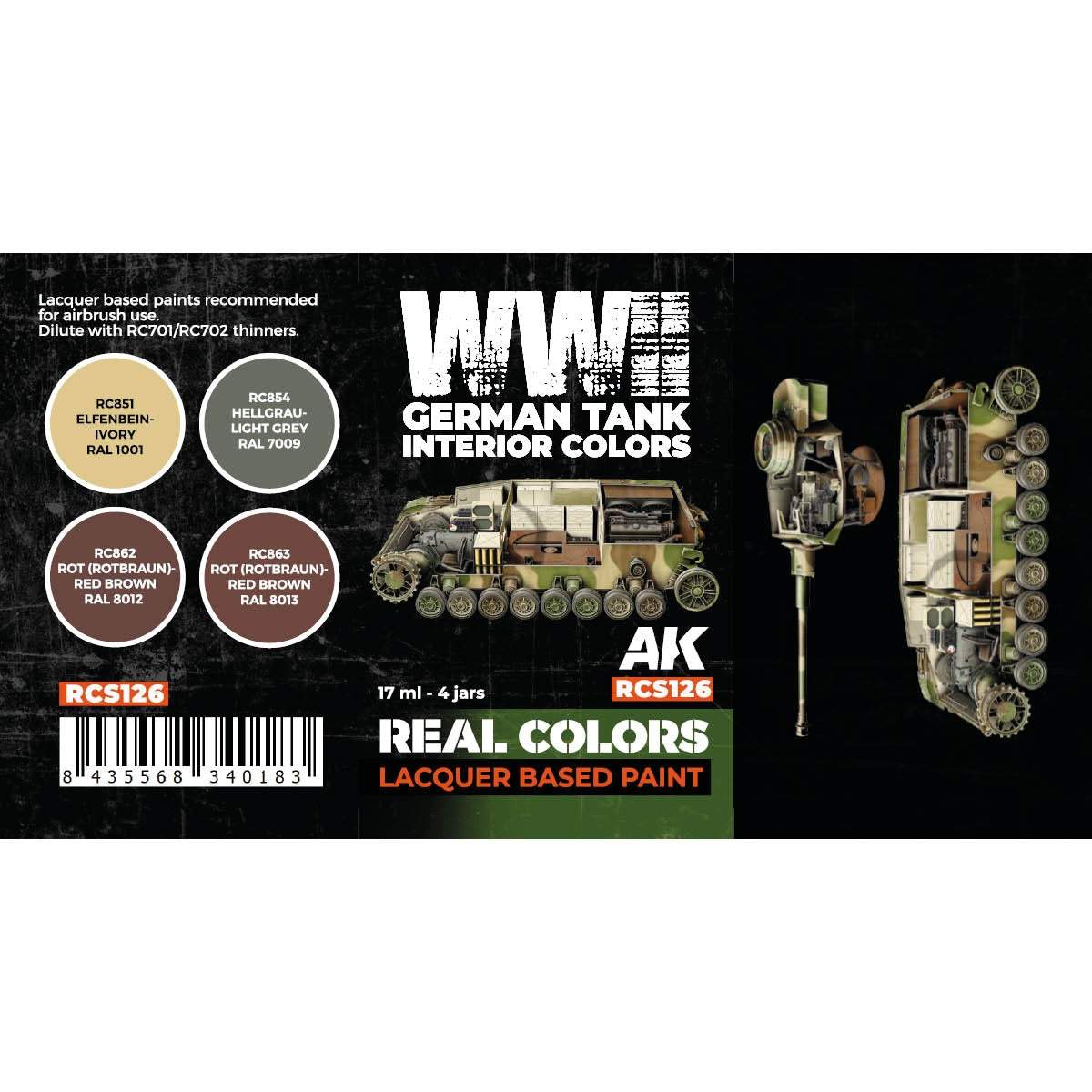 Peintures intérieures pour chars allemands de la Seconde Guerre mondiale AK Interactive RCS126 (4 x 17 ml) – image 2