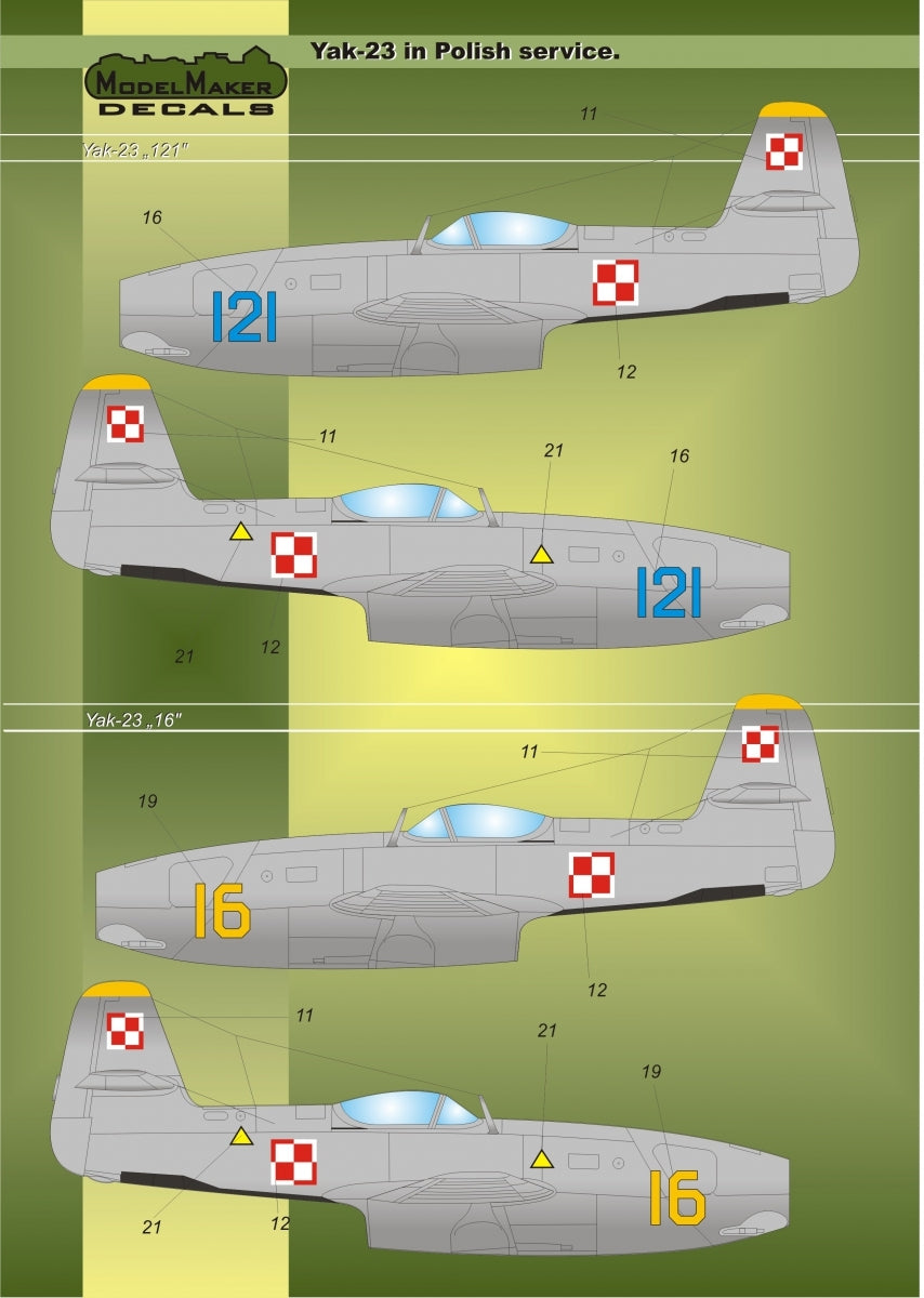 ModelMaker Decals D48019 Yak-23 en service polonais 1/48 – immagine 4