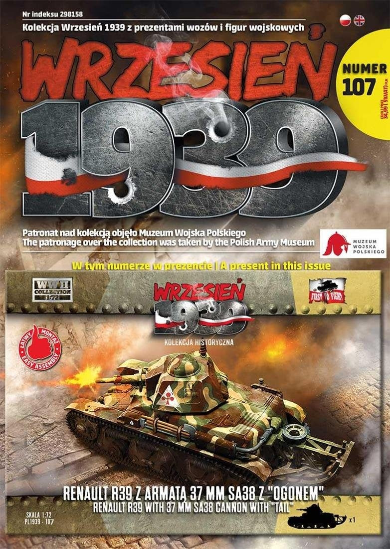 Premier char à combattre PL107 Renault R39 avec canon SA38 de 37 mm et queue, échelle 1/72