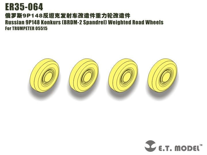Roues de route lestées ET Model ER35-064 Russian 9P148 Konkurs (BRDM-2 Spandrel) pour TRUMPETER 05515 1/35