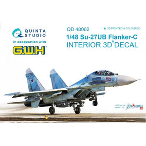 Intérieur imprimé en 3D et coloré sur papier décalcomanie Quinta Studio QD48062 Su-27UB (pour kit GWH) 1/48