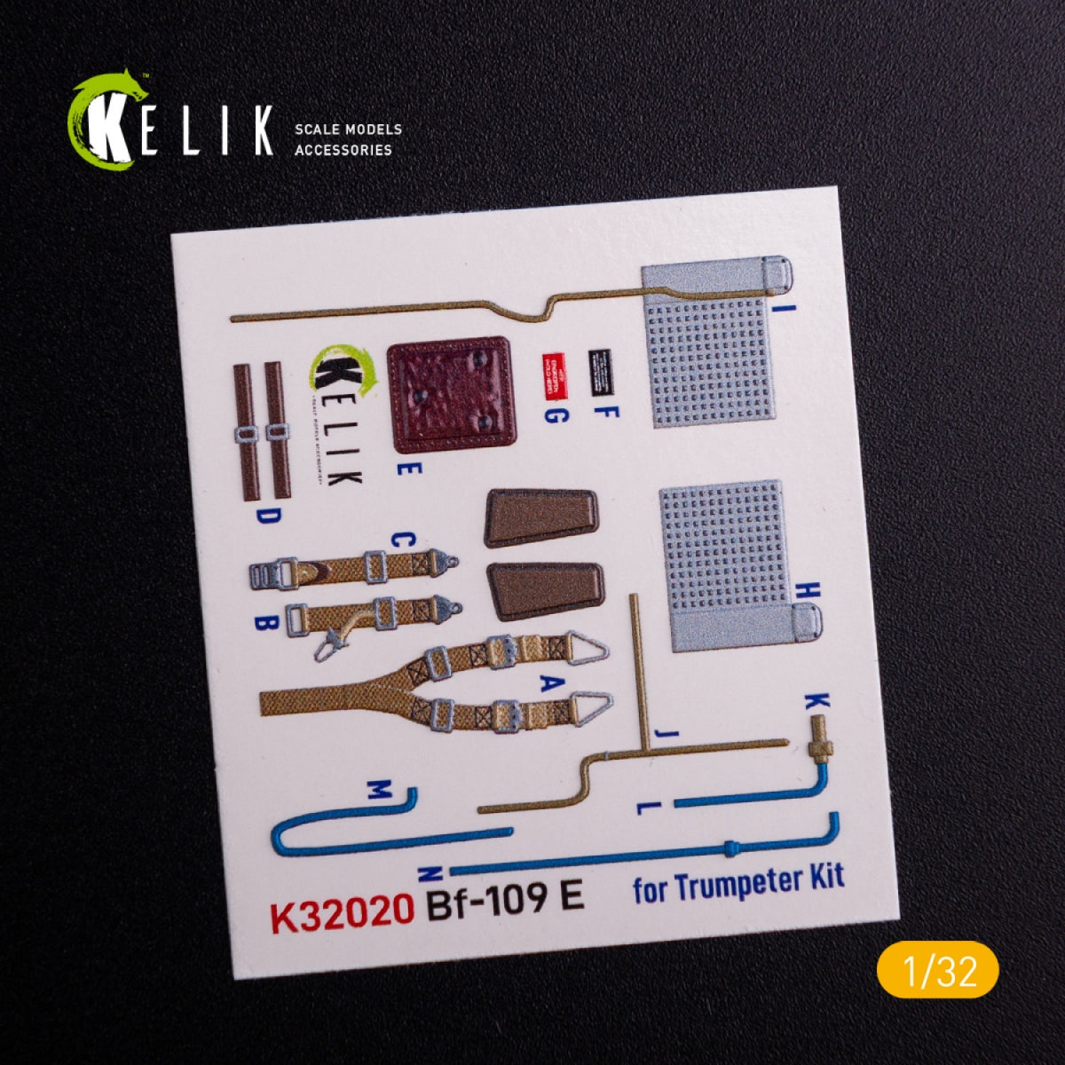 KELIK K32020 BF-109 E - Décalcomanies 3D pour l&amp;#39;intérieur du kit Trumpeter au 1/32, avec pièces imprimées en 3D – Bild 2